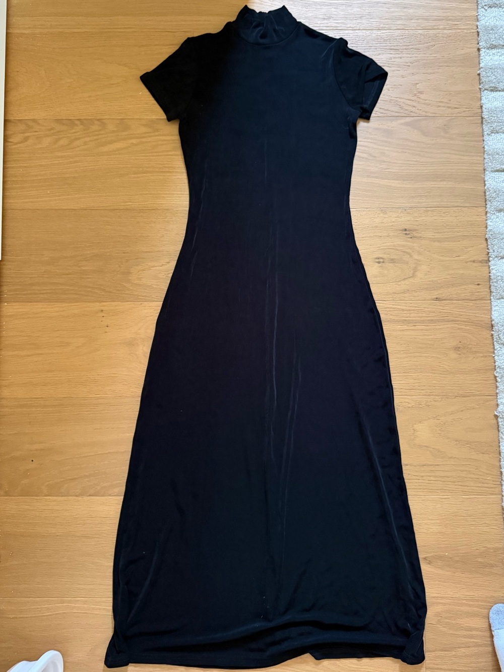 Vintage Black Stretchy Mock Neck Maxi Dress